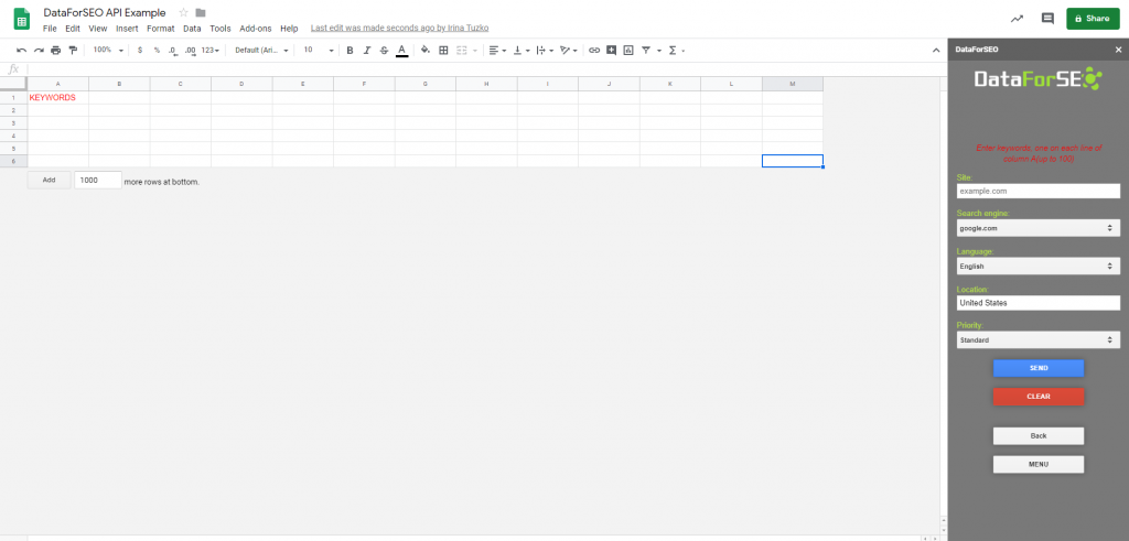DataForSEO API Example Google Sheets Google Chrome 2019 10 16 15.20.23