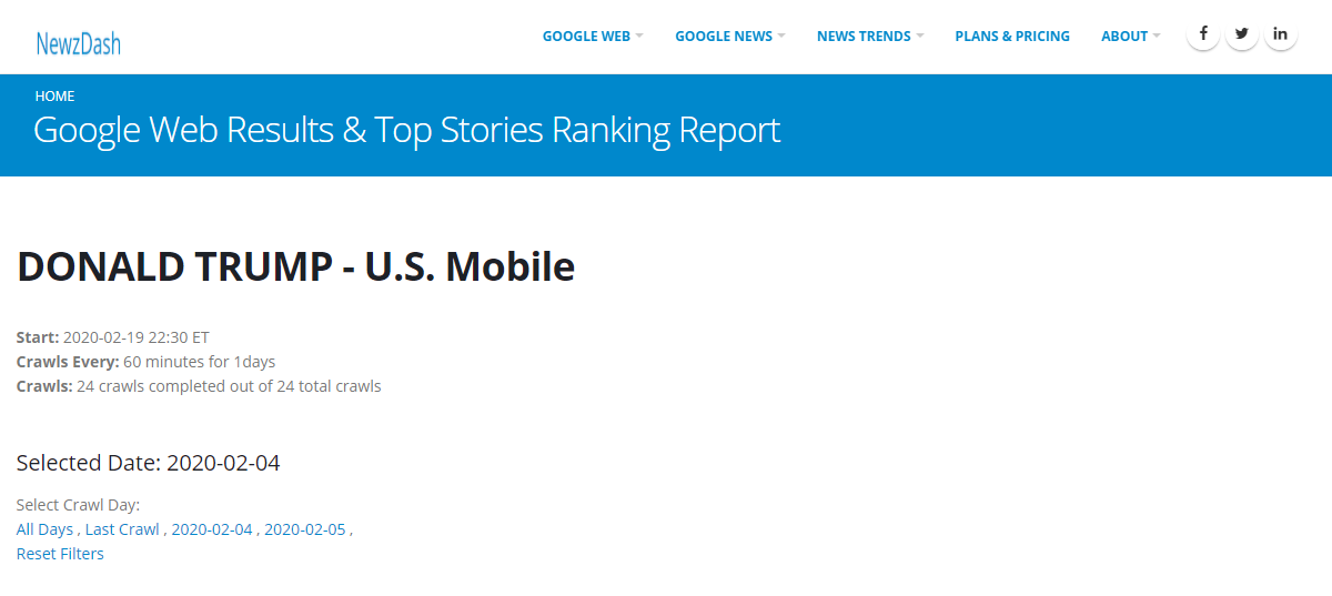 Google Web Results Top Stories Ranking Report 1
