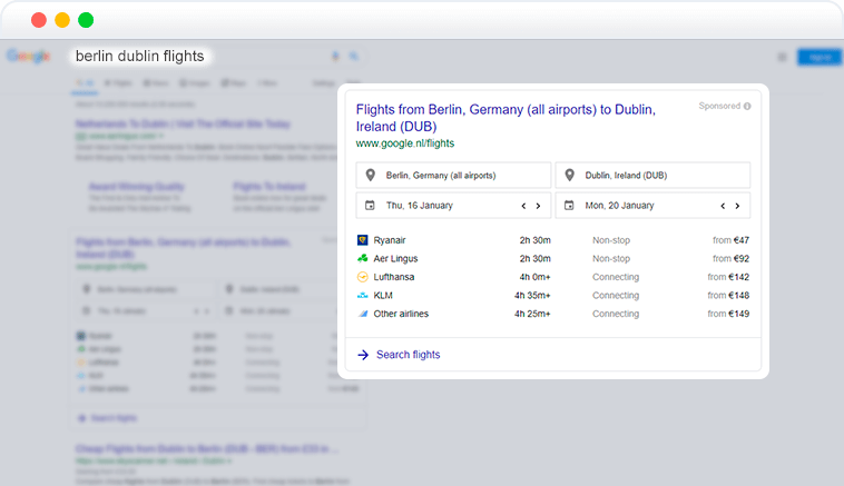 window feature google flights