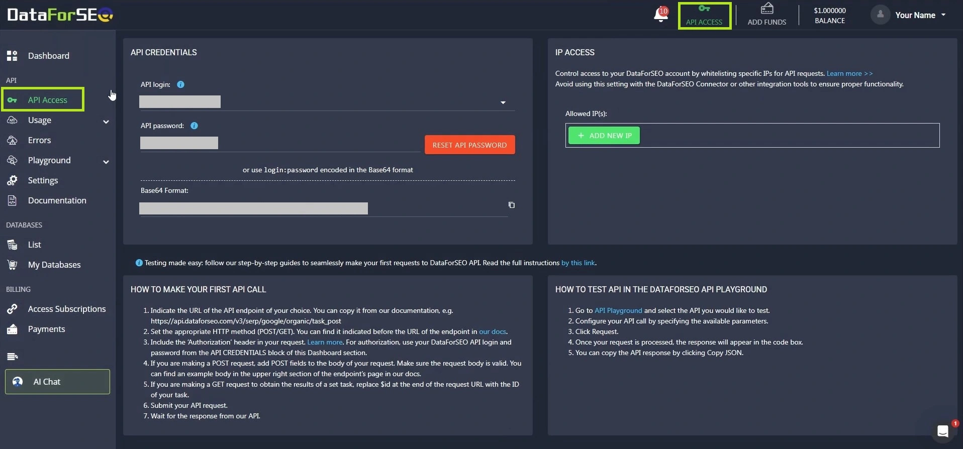 DataForSEO Dashboard: how to find everything and more 2 dataforseo dashboard api access