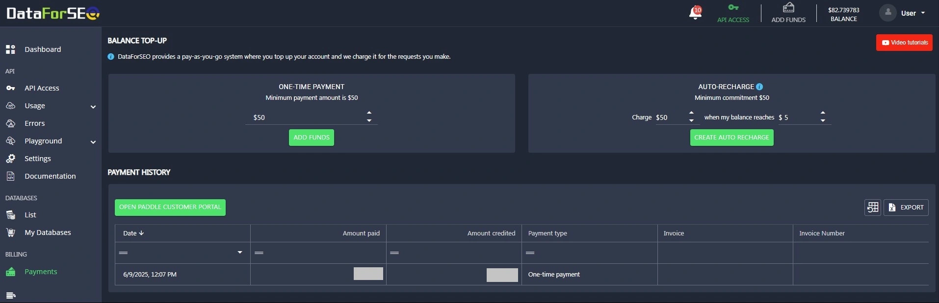 DataForSEO Dashboard: how to find everything and more 6 dataforseo dashboard billing