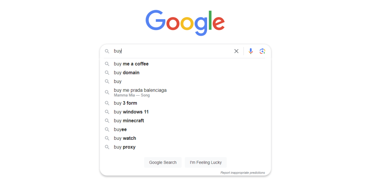 autocomplete in google search