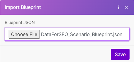 select dataforseo blueprint in make