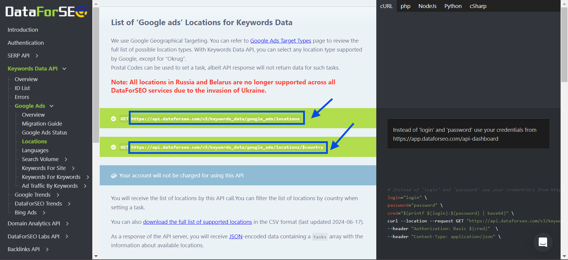 api connector location and language 3