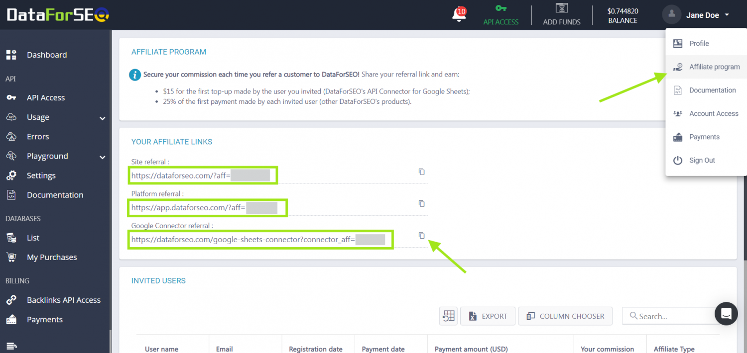 Affiliate Program for Google Sheets API Connector – DataForSEO