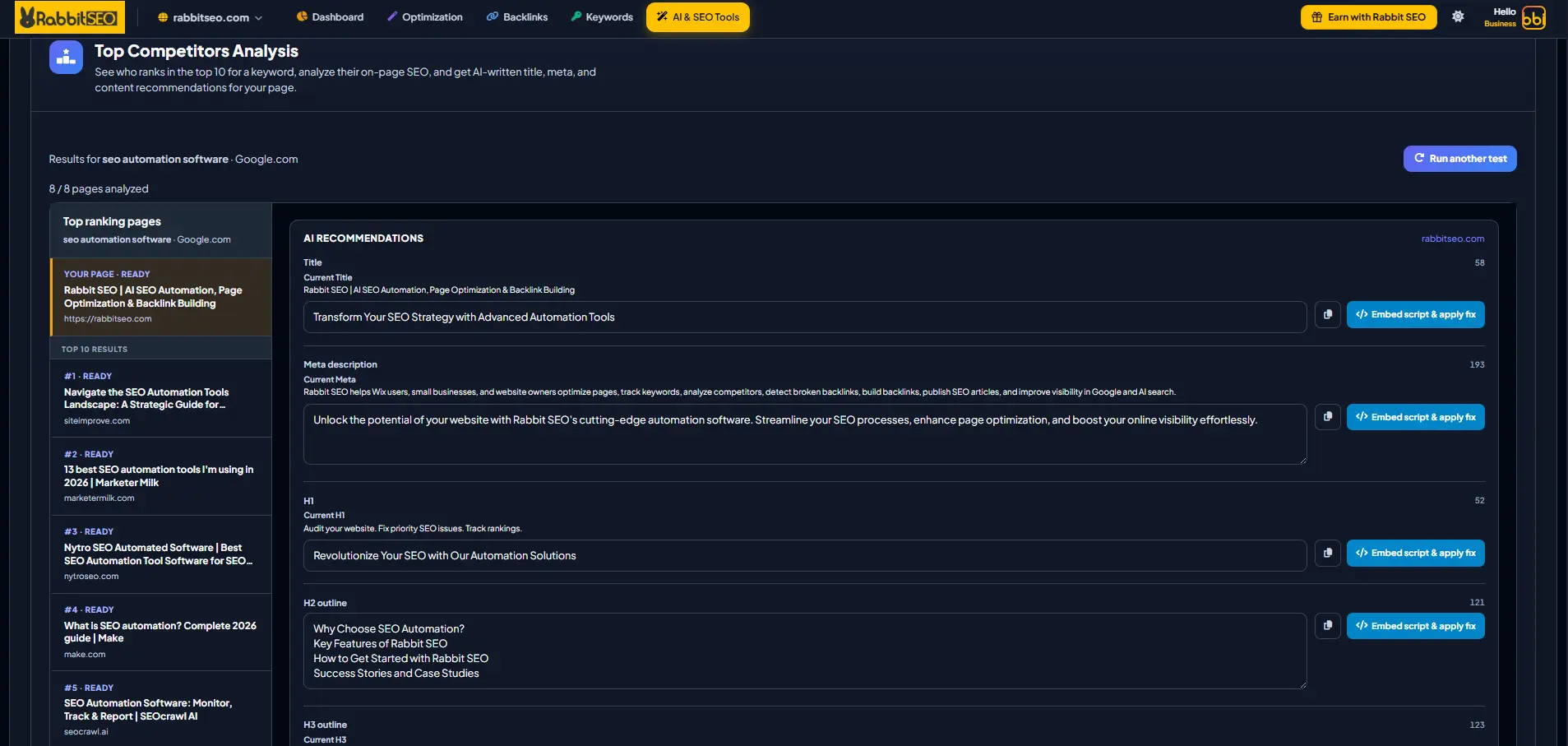 How Rabbit SEO Uses DataForSEO to Turn SEO Data Into Automated Website Optimization 13 Rabbit SEO 4